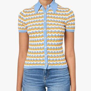 Ronny Kobo Women's Tallys Button Down Knit Top - Cornflower Multi